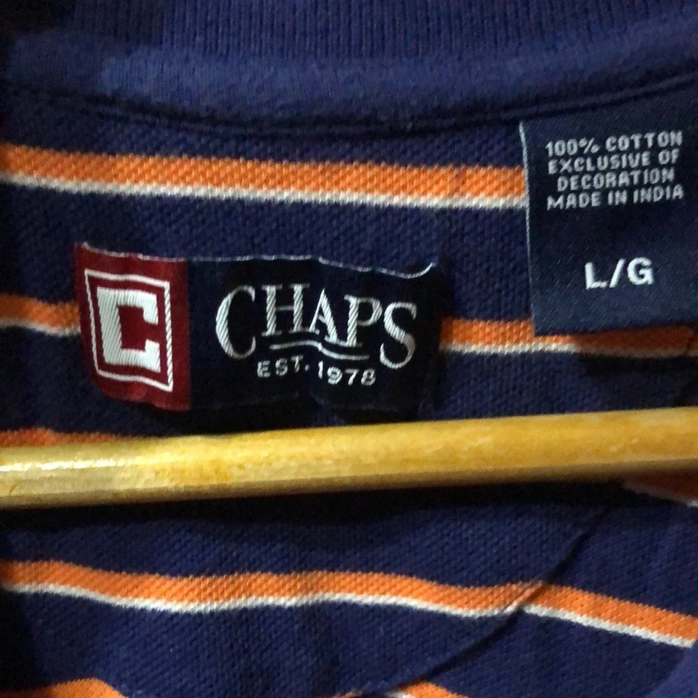 Chaps‎ Navy and Orange Striped Polo Shirt